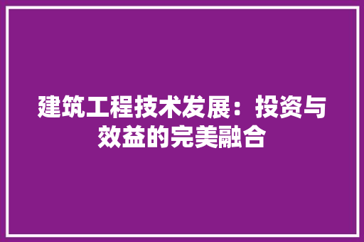 建筑工程技术发展：投资与效益的完美融合 中式风格装饰