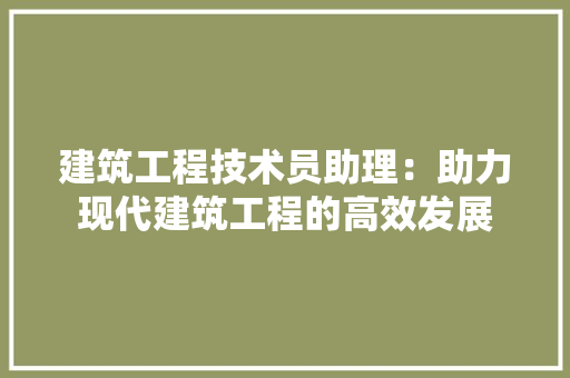 建筑工程技术员助理：助力现代建筑工程的高效发展 中式风格装饰