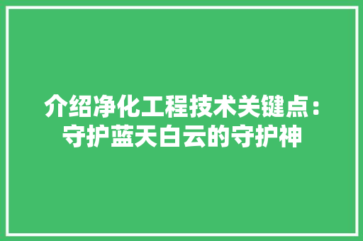 介绍净化工程技术关键点：守护蓝天白云的守护神 家居装修