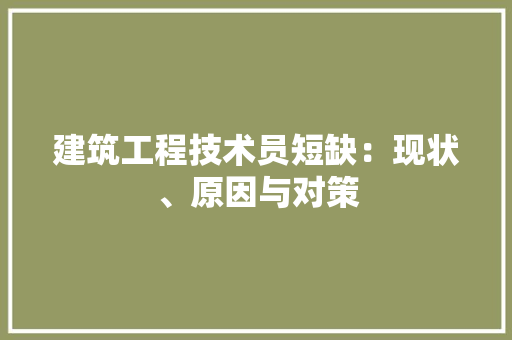 建筑工程技术员短缺：现状、原因与对策