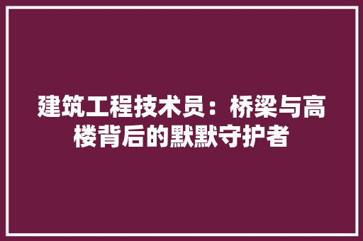 建筑工程技术员：桥梁与高楼背后的默默守护者 中式风格装饰