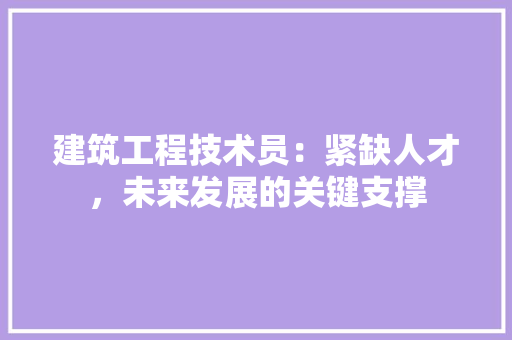 建筑工程技术员：紧缺人才，未来发展的关键支撑 中式风格装饰