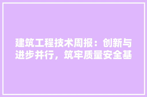 建筑工程技术周报：创新与进步并行，筑牢质量安全基石 中式风格装饰