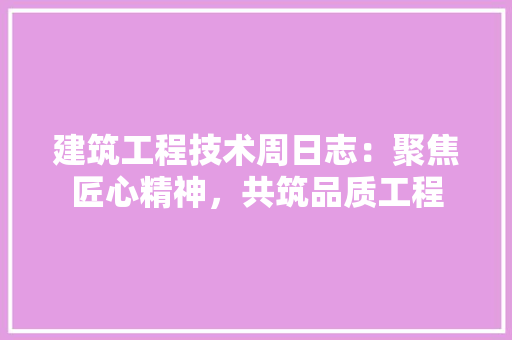 建筑工程技术周日志：聚焦匠心精神，共筑品质工程 中式风格装饰