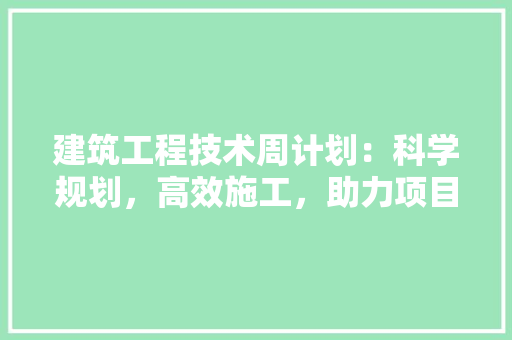 建筑工程技术周计划：科学规划，高效施工，助力项目顺利推进 中式风格装饰