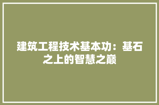 建筑工程技术基本功：基石之上的智慧之巅 中式风格装饰