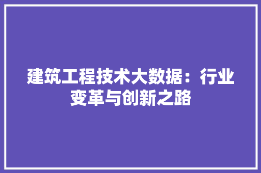 建筑工程技术大数据：行业变革与创新之路