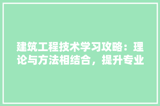 建筑工程技术学习攻略：理论与方法相结合，提升专业技能 中式风格装饰