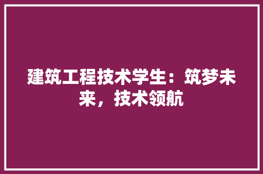 建筑工程技术学生：筑梦未来，技术领航 中式风格装饰