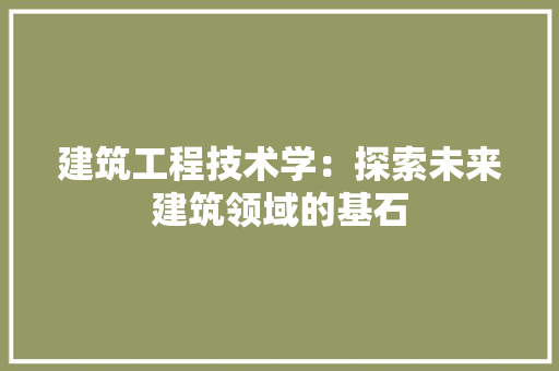 建筑工程技术学：探索未来建筑领域的基石 中式风格装饰