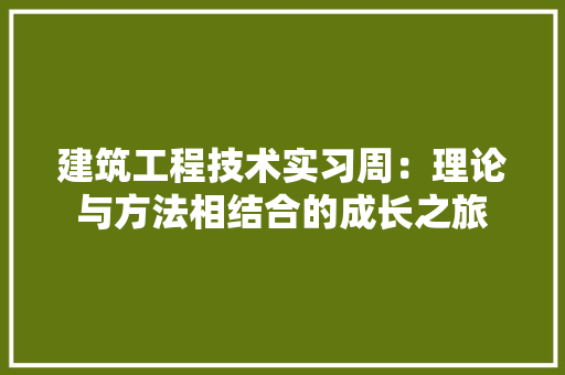 建筑工程技术实习周：理论与方法相结合的成长之旅 中式风格装饰