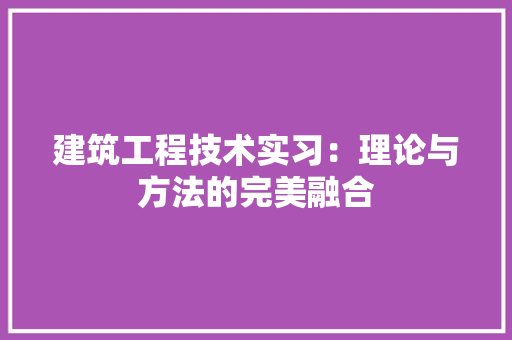 建筑工程技术实习：理论与方法的完美融合