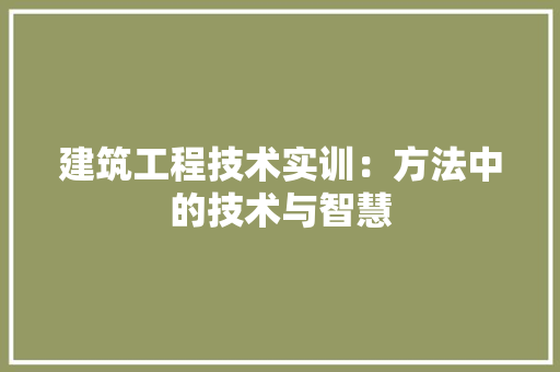 建筑工程技术实训：方法中的技术与智慧
