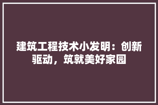 建筑工程技术小发明：创新驱动，筑就美好家园 中式风格装饰