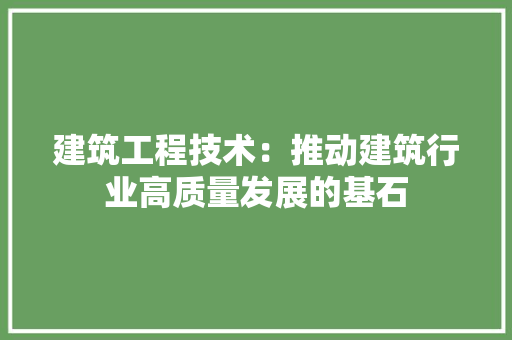 建筑工程技术：推动建筑行业高质量发展的基石 中式风格装饰
