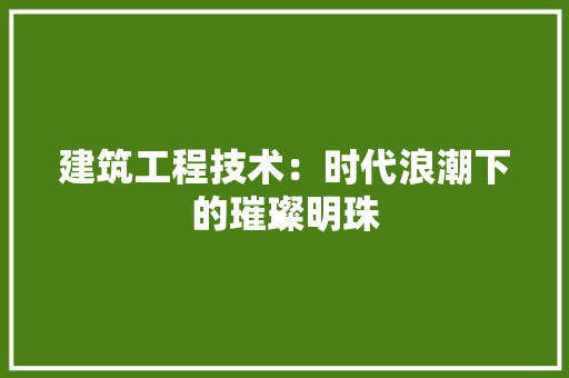 建筑工程技术：时代浪潮下的璀璨明珠 中式风格装饰