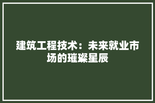 建筑工程技术：未来就业市场的璀璨星辰 中式风格装饰
