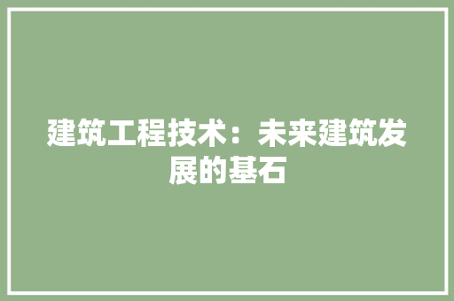 建筑工程技术：未来建筑发展的基石 中式风格装饰