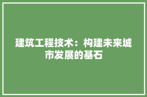 建筑工程技术：构建未来城市发展的基石 中式风格装饰