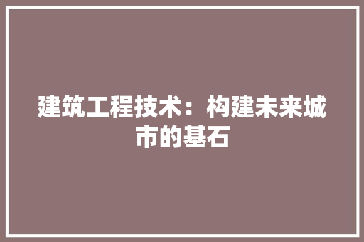 建筑工程技术：构建未来城市的基石 中式风格装饰