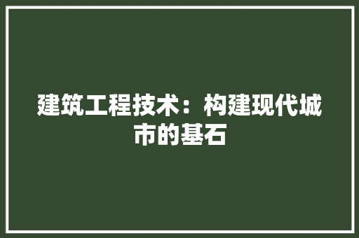 建筑工程技术：构建现代城市的基石 中式风格装饰