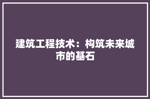 建筑工程技术：构筑未来城市的基石 中式风格装饰