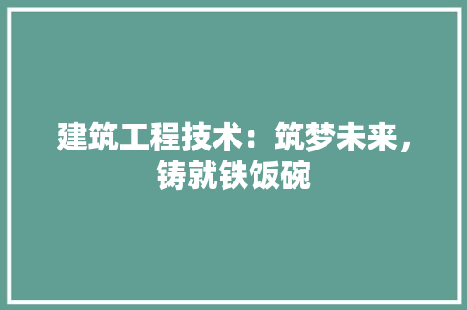 建筑工程技术：筑梦未来，铸就铁饭碗 中式风格装饰