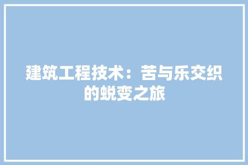 建筑工程技术：苦与乐交织的蜕变之旅 中式风格装饰