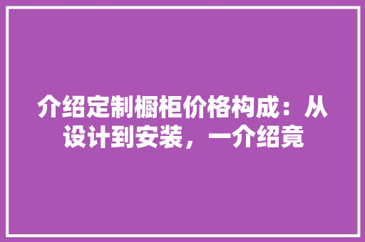 介绍定制橱柜价格构成：从设计到安装，一介绍竟 家居装修