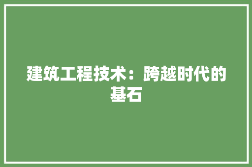 建筑工程技术：跨越时代的基石 中式风格装饰