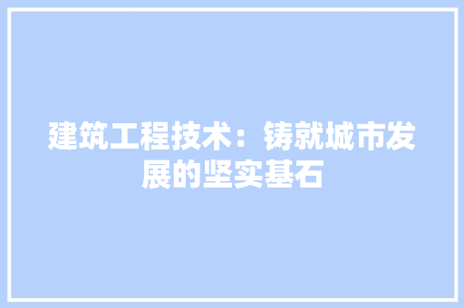 建筑工程技术：铸就城市发展的坚实基石 中式风格装饰