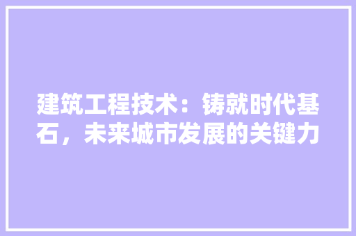 建筑工程技术：铸就时代基石，未来城市发展的关键力量