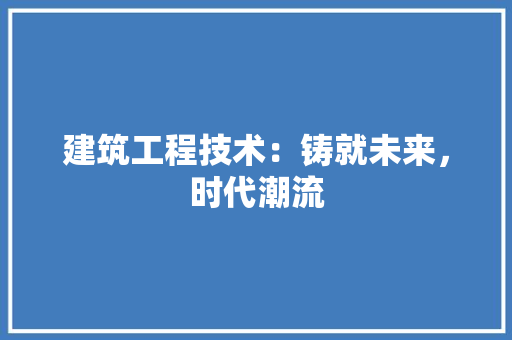 建筑工程技术：铸就未来，时代潮流 中式风格装饰