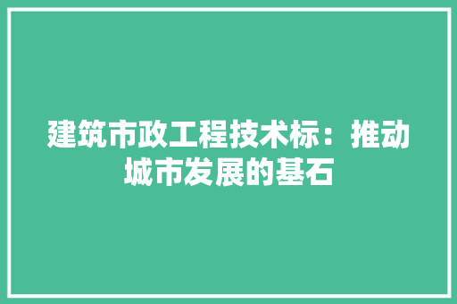 建筑市政工程技术标：推动城市发展的基石 中式风格装饰