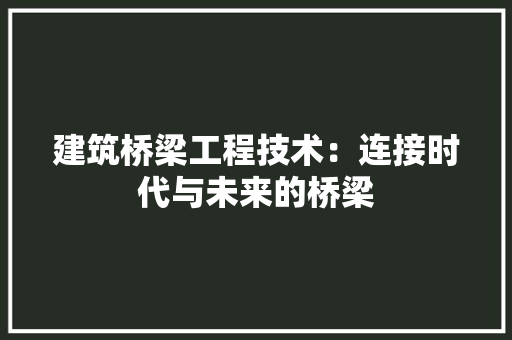 建筑桥梁工程技术：连接时代与未来的桥梁 中式风格装饰