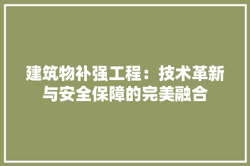 建筑物补强工程：技术革新与安全保障的完美融合 中式风格装饰