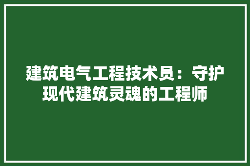 建筑电气工程技术员：守护现代建筑灵魂的工程师 中式风格装饰