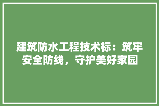 建筑防水工程技术标：筑牢安全防线，守护美好家园 中式风格装饰