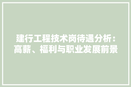 建行工程技术岗待遇分析：高薪、福利与职业发展前景