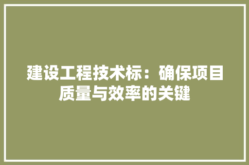 建设工程技术标：确保项目质量与效率的关键 中式风格装饰