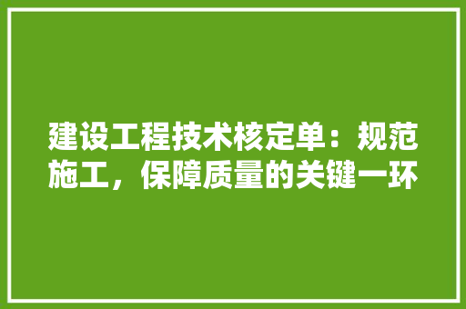 建设工程技术核定单：规范施工，保障质量的关键一环 中式风格装饰