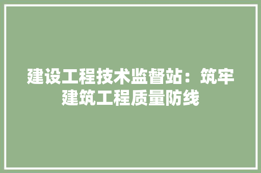 建设工程技术监督站：筑牢建筑工程质量防线 中式风格装饰