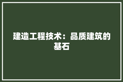 建造工程技术：品质建筑的基石