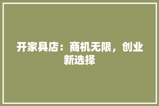 开家具店：商机无限，创业新选择 中式风格装饰