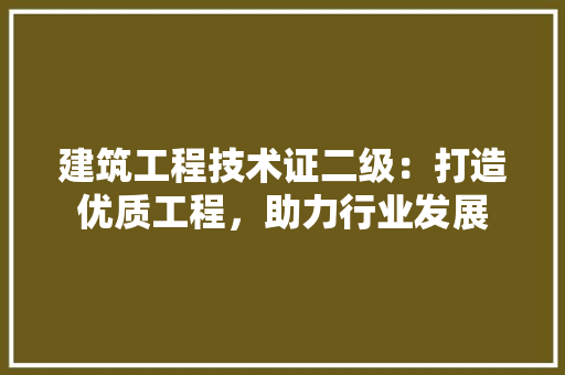 建筑工程技术证二级：打造优质工程，助力行业发展 中式风格装饰