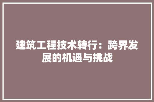 建筑工程技术转行：跨界发展的机遇与挑战 中式风格装饰