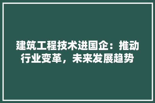 建筑工程技术进国企：推动行业变革，未来发展趋势 中式风格装饰