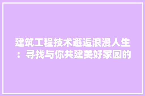 建筑工程技术邂逅浪漫人生：寻找与你共建美好家园的伴侣 中式风格装饰