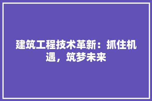 建筑工程技术革新：抓住机遇，筑梦未来 中式风格装饰