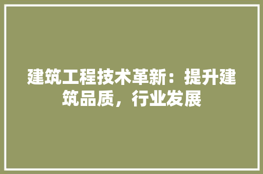 建筑工程技术革新：提升建筑品质，行业发展 中式风格装饰